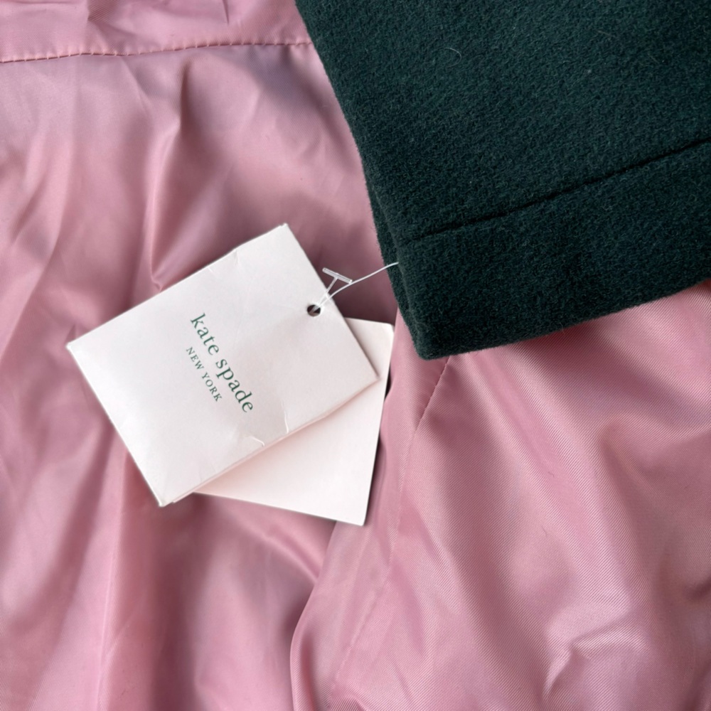Kate Spade dark green wool blend peacoat | size small - Picture 7 of 12